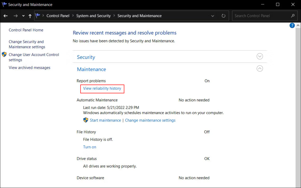  Windows Reliability Monitor